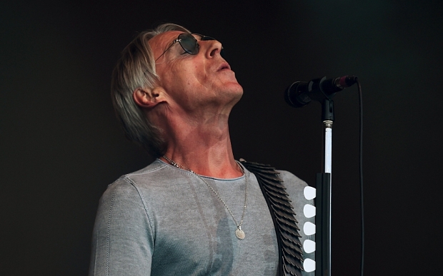 Paul Weller performs on the Pyramid stage at Worthy Farm in Somerset during the Glastonbury Festival
